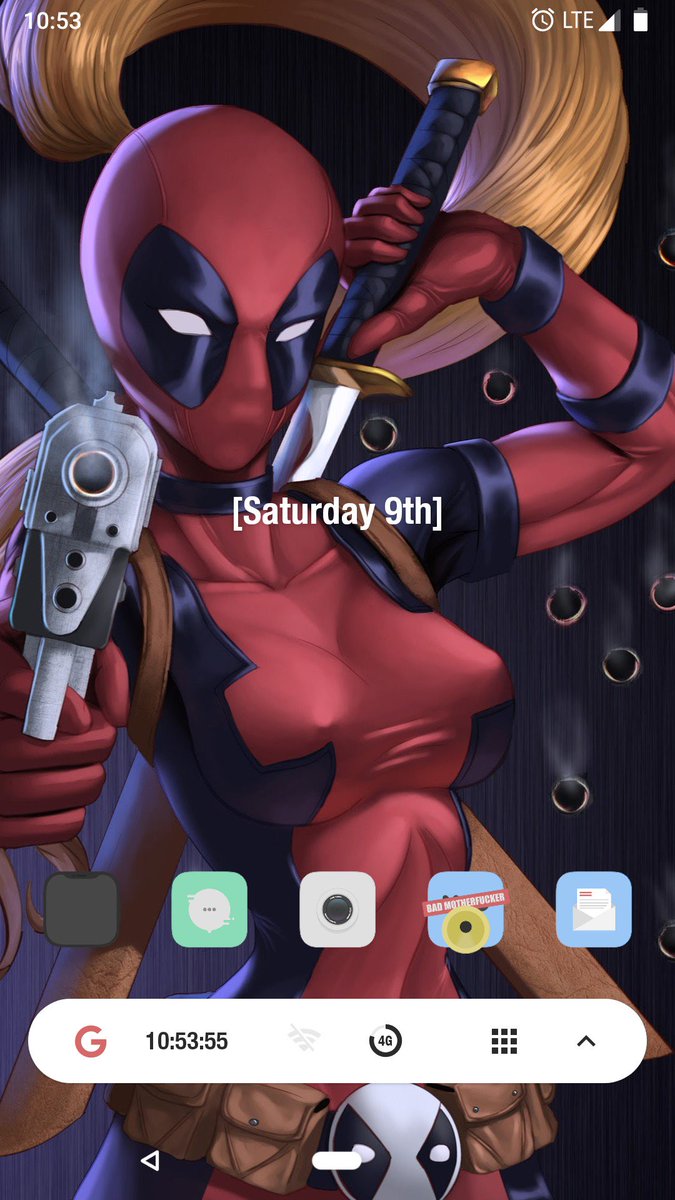 Brandon83Day's tweet photo. Changed it to color #ladydeadpool @paulebh0y icons. #roxkollection by @RoxLamboy very nice KLWP setups in his app go purchase it in #playstore. https://t.co/F8e0CV3Gtk