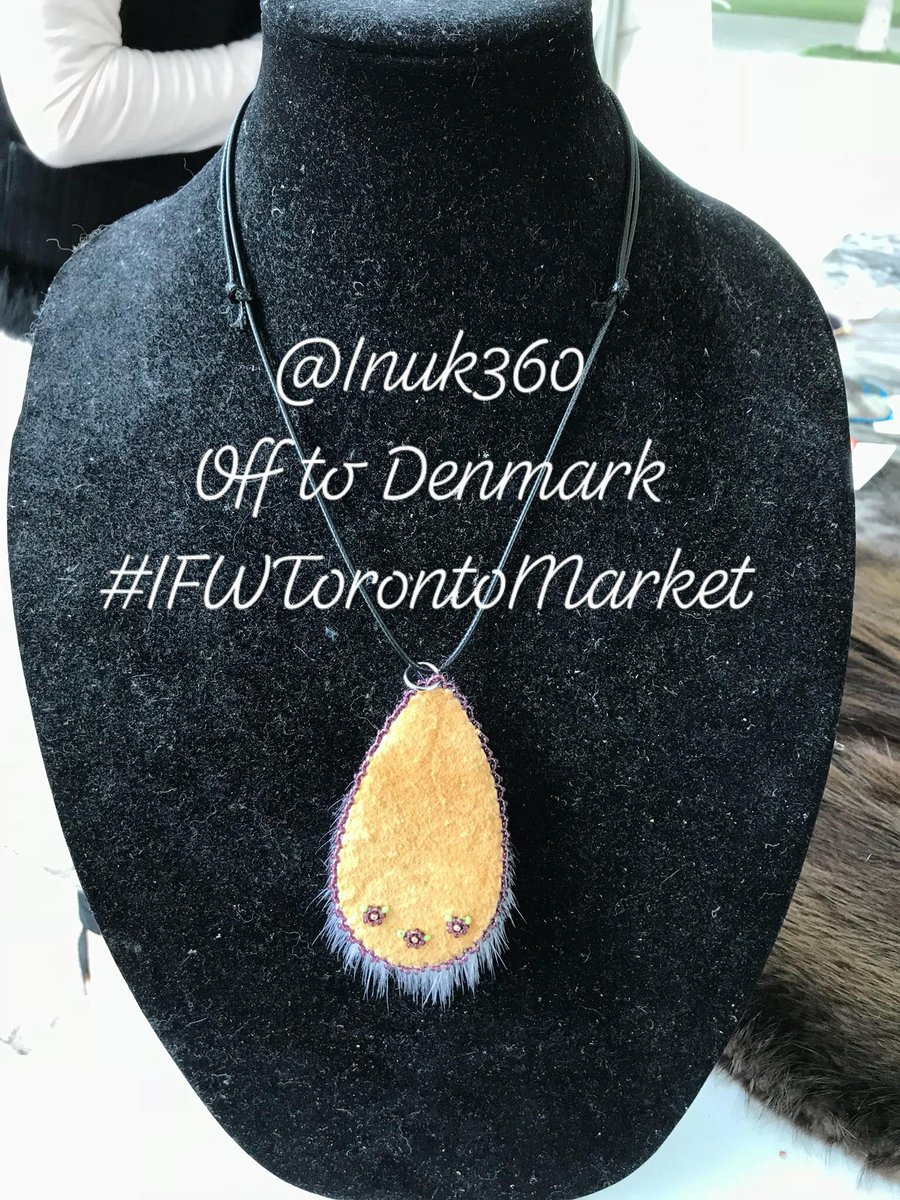Inuk360's tweet photo. THIS SEAL AND TRADITIONALLY TANNED AND SMOKED MOOSE HIDE PENDANT WAS BOUGHT AT THE TORONTO’S INDIGENOUS FASHION WEEK AND MARKET, NOW IN DENMARK 😍 #Inuk #Inuk360 #wearinuk360 #wearyourseal #ifwtoronto2018 #IFWToronto https://t.co/d39EJ5jdzx