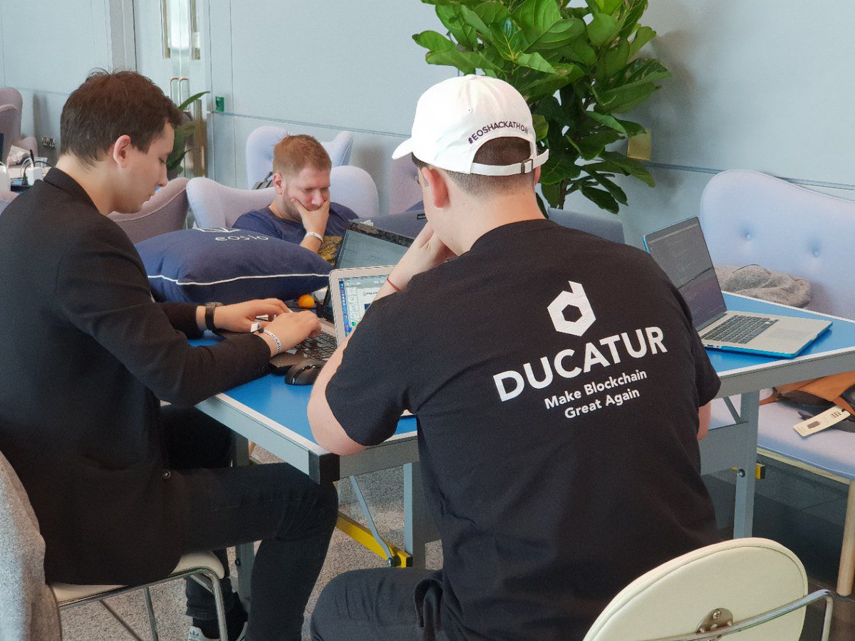 ducatur's tweet photo. Ducatur Dev Team at the #EOSHackathon
We think EOS is the future and brings so much to the blockchain ecosystem that's why we are happy and proud to be here among the pioneers of the technology.
Ducatur invites collaboration to #MakeBlockchainGreatAgain https://t.co/k0QuhQmWUP