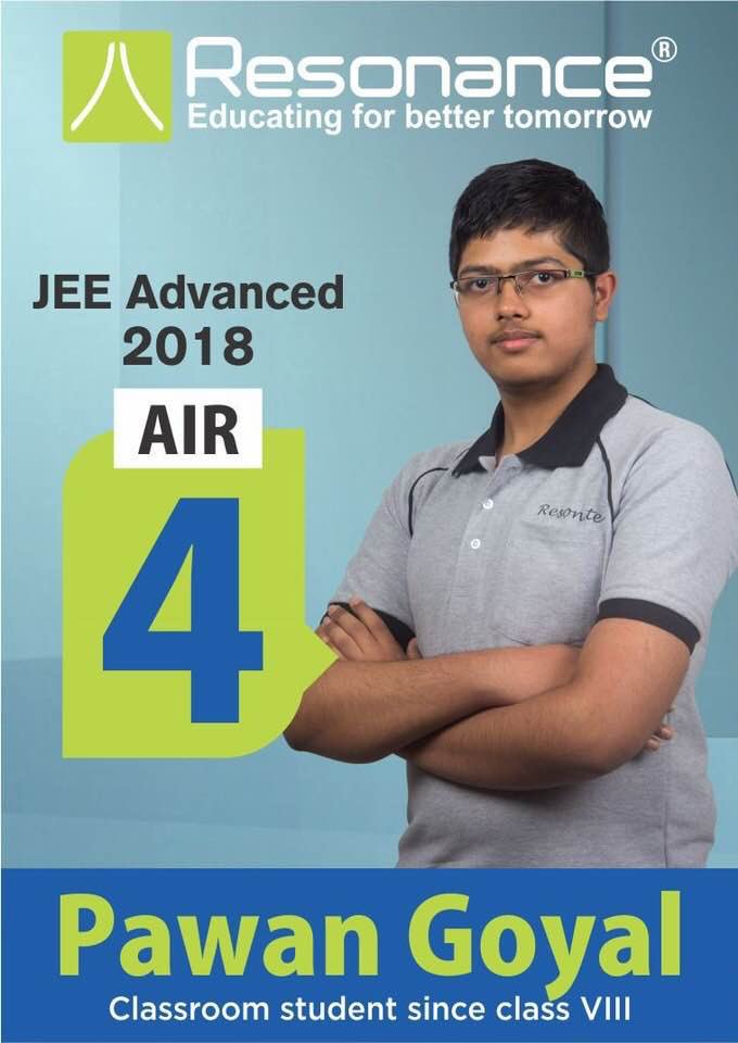 Resonance_JMD's tweet photo. #ProudMoment #AdvancedResult2018 #PawanGoyal #AIR4 #Resonance #congratulationsPawan https://t.co/DF0rRxGliO