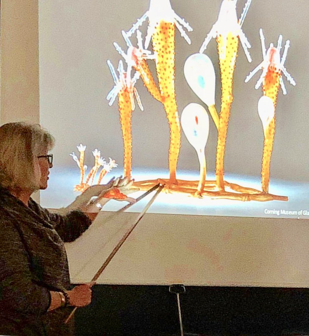 GenTremblaze's tweet photo. @ASKXXI special guest Marine biologist, author, curator @DrewHarvell #BlaschkaGlass shared her research #ocean biodiversity #sustainability #diseaseecology + the key role of art in translating science @EmbajadaEEUUcl #uwfridayharborlabs #embajadaeeuucl #iebchile #aseaofglass https://t.co/e43YUfFlRu