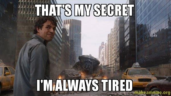 mcfarkel's tweet photo. "You only get 3 hours of sleep a night?? Aren't you tired?"

Me: https://t.co/JR3WWVgvDn