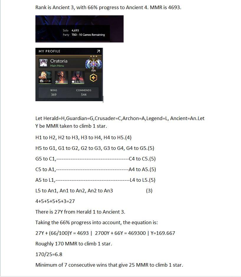 Reddit Dota 2 on Twitter "Theoretical calculation of MMR required to