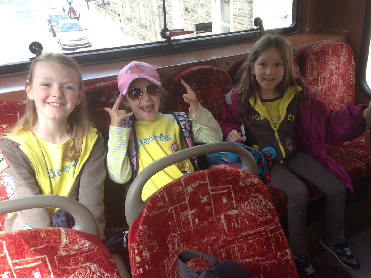 Three excited 202 and 202B Brownies on the bus on the way to <a href="/processions2018/">PROCESSIONS2018</a> to celebrate 100 years of Women a perfect end to our votes for women challenge #votesforwomen #citizengirl