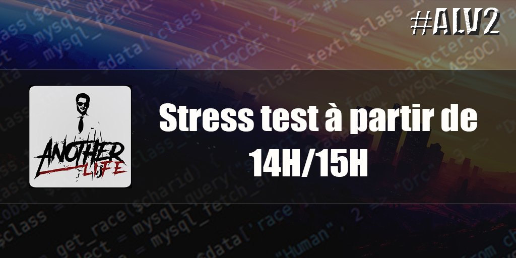 AnotherlifeRP's tweet photo. Stress test à partir de 14h/15h.
Pour rejoindre notre Discord c'est par là : https://t.co/0LpFCFiapE
#180slots #GTARP #ALV2 #DreamTeamDevs https://t.co/0vK3UKKUB7