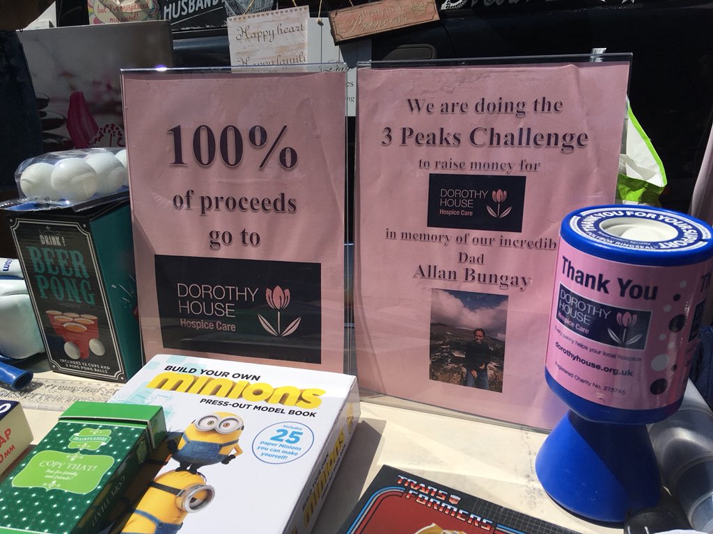 Come visit us <a href="/BatterseaBoot/">Battersea Car Boot</a>! We’re raising money for <a href="/DorothyHouseHC/">Dorothy House</a> in memory of an amazing man - Allan Bungay! 💖 Come get some bargains 👚👠👜📚🎁 We’re having so much fun!! <a href="/DRBungay/">DannielleRace-Bungay</a> <a href="/JenniferRBungay/">Jennifer Race-Bungay</a>