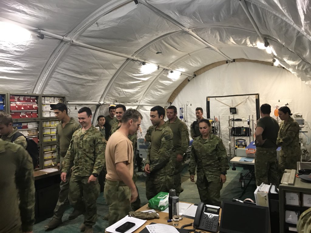 GinnyMorris73's tweet photo. It has been great over the past two days to take soldiers and officers from #CFSB #3CSSB #JMCO #1SIGREGT through the R2E. This is important to show our men and women one element of #cbthealth available to provide high quality care if required. @CO2GHB_AusArmy https://t.co/GKlGKhFXOR