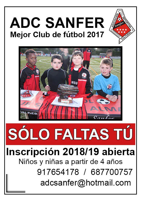 adcsanfermin's tweet image. ABIERTO PLAZO INSCRIPCIONES  TODAS LAS CATEGORIAS TEMP. 2018/2019.SEDE OFICIAL FUTBOL7 DE RFFM