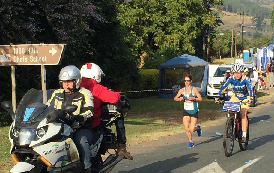 BruceFordycerun's tweet photo. Standing at Huntleys Hill - Westville 15km to go @ComradesRace waiting with a drink for race leader Ann Ashworth #proudsecond @UltraAshworth @TeamMassmart https://t.co/qNaApQ086V