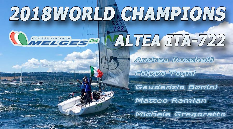 Melges24ITALIA's tweet photo. ALTEA ITA-722 is the new 2018 World Champion !!! 👍
Great job guys !!! Andrea Racchelli, Filippo Togni, Gaudenzio Bonini, Matteo Ramian, Michele Gregoratto https://t.co/L4twWanx7t