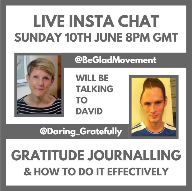 #gratitudejournalling how to do it effectively on #instalive #chat tonight. follow @begladmovement on #instagram to #tunein later #tonight and find out more from David who used to be in the #britisharmy #cavelry before #suffering an #aquiredbraininjury He now #teaches #Veterans