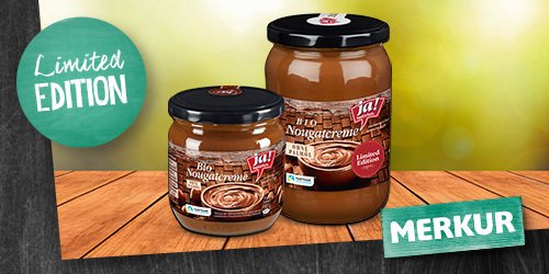 Die Ja! Natürlich #Nougatcreme kommt ganz ohne Palmöl aus und schmeckt hervorragend. Und weil sie bei Naschkatzen so beliebt ist, gibt es sie jetzt auch im großen Glas, aber nur, solange der Vorrat reicht! #palmölfasten