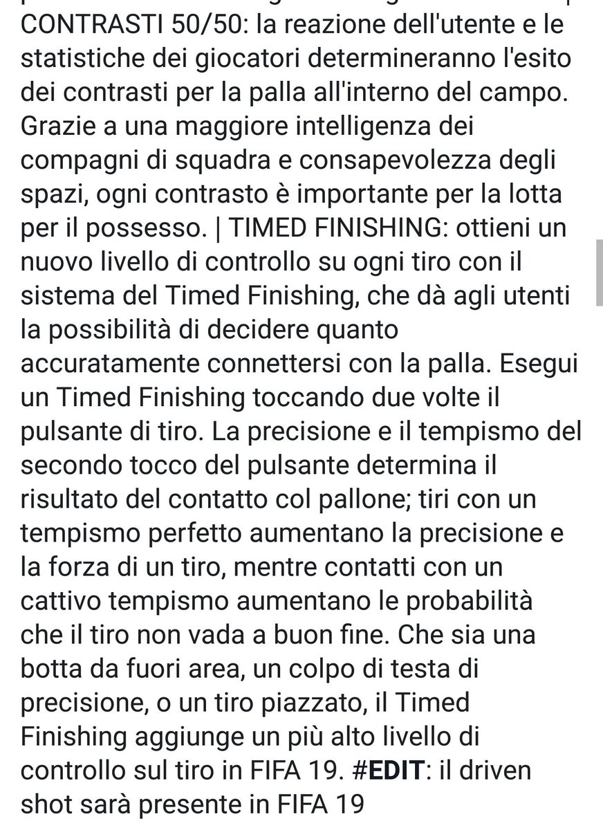 Khioga23's tweet photo. 🔜 News #Fifa19 🕹 nuove importanti modifiche del #gameplay ⚠️ nuovo #touchsystem, nuovo livello di controllo palla #timedfinishing e un nuovo sistema di personalizzazione tattica #dynamictactics. 💣 https://t.co/RFNO5YdTgt