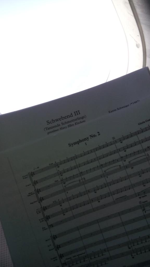 Soaring back to Munich (from Ouaga) with Gloria Coates and Katrin Schweiger. Rehearsing these pieces later today!