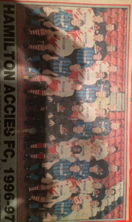 AlanHolmes1979's tweet photo. Got sent this the other day from my football days😍⚽️⚽️>front row,3rd in from the left.#hamiltonaccies #footballdays #footballdaysarethebestdays https://t.co/4laJ5hrGtS