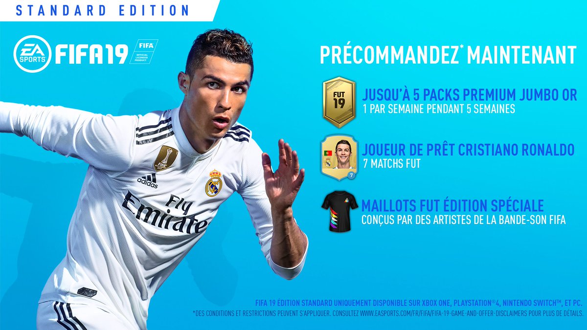 easportsfcfr's tweet photo. Précommandez #FIFA19 et jouez au jeu 3 trois jours avant sa sortie pour bénéficier de tous vos avantages ! https://t.co/HkXCvxYMay https://t.co/Uy1kktLN0J