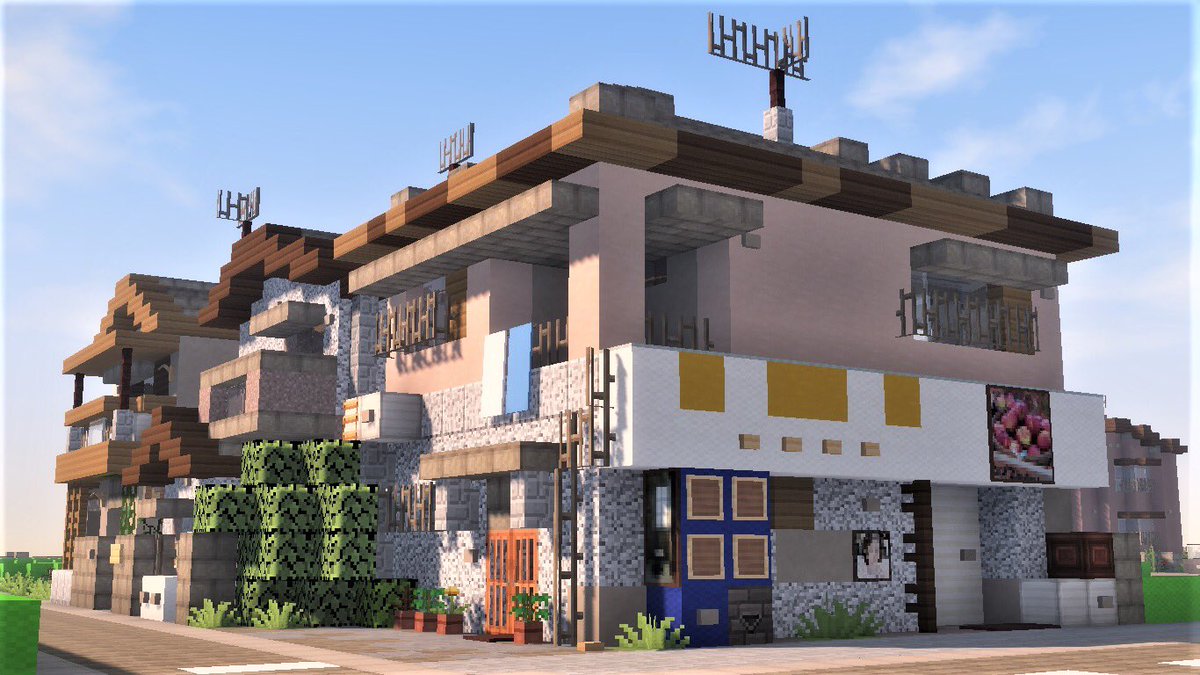 とーたつ Minecraft 住宅兼店舗 奥の住宅も少し前に作りました 佐山市