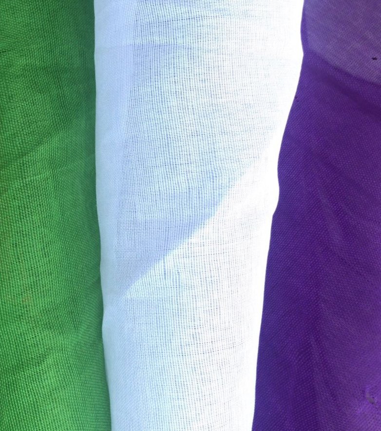 Did you know that green, white and violet UK Suffrage colour formation stands for “Give Women Votes”? We’ll be walking in ribbons of these colours later today to create an amazing human banner! #PROCESSIONS2018