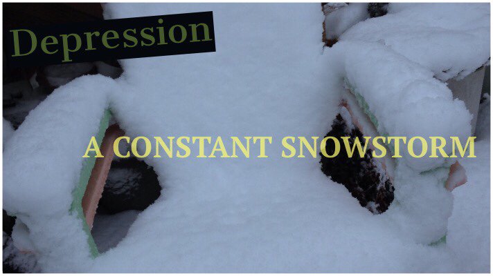 SunflowerEffect's tweet photo. Depression... A Constant Snowstorm #Advocate #Awareness #ChangeLives #ChangeTheConversation #ChangeTheWorld #Community #Compassion #Depression #Empathy #EndTheHate #Epidemic #Family #Health #Help #Inspiration #Listen #MakeADifference #MentalHealth #Mental https://t.co/sd0D5RjAhs https://t.co/1bnVrkAwe2