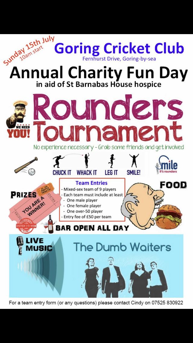 GoringCC's tweet image. Come and play some rounders and raise money for a good cause.