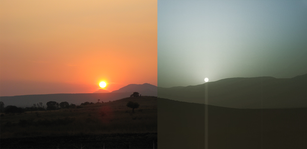Red sunset on a blue planet 🌎
Blue sunset on a red planet 🔴
Two planets, one Sun
#SolarSunday