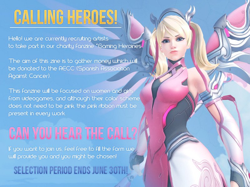 Hello! we open the aplications for our charity fanzine “Gaming Heroines” until 30 of june 
The aim of this zine is to gather money which will be donated to the AECC  
This fanzine will be focused on women and girls from videogames, 
gamingheroines.tumblr.com
@Zine_RT @ZineAppCalls