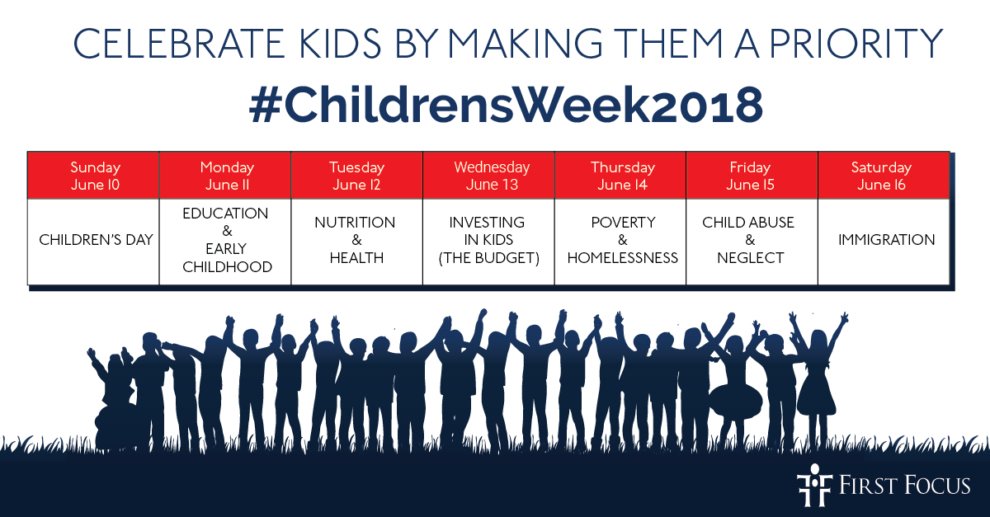 Raise your voice for children! 

Today is #ChildrensDay.

Today also marks the beginning of #ChildrensWeek2018. Join us as we concentrate our advocacy efforts to highlight the most important issues affecting kids in the U.S. buff.ly/2sOQo0v