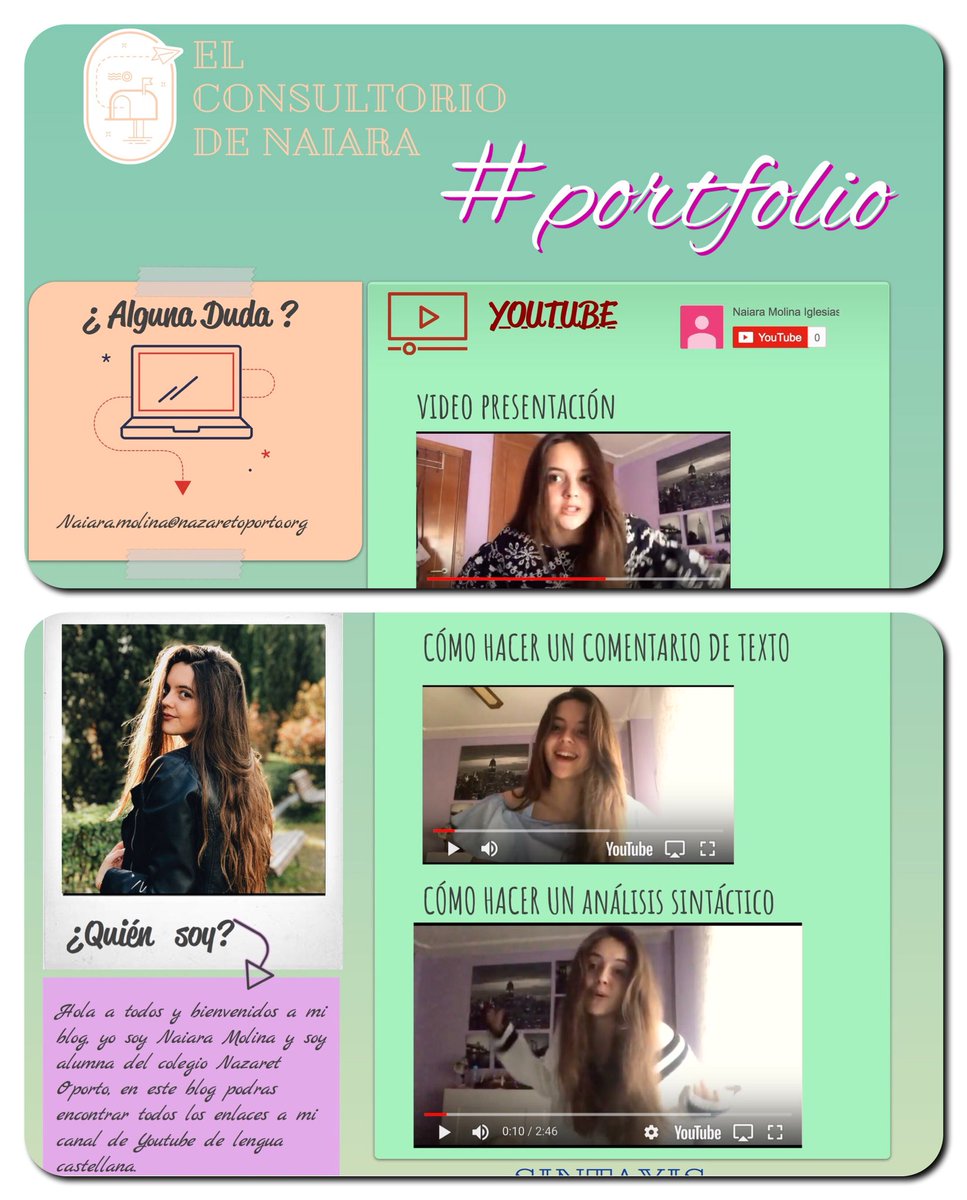 MarIzuel's tweet image. ...cuando la creatividad de tus alumnos de bachillerato hace muuuuy llevadera la tarea de corregir! #LenguaEnBachillerato #Portfolio como #CanalYouTube con #VídeoTutoriales ...así son los alumnos en Nazaret @coleinnovadores