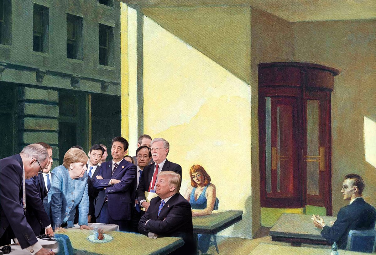 gazpachoblog's tweet photo. "Montando el pollo en la cafetería" Edward Hopper https://t.co/a6xF7zGL96