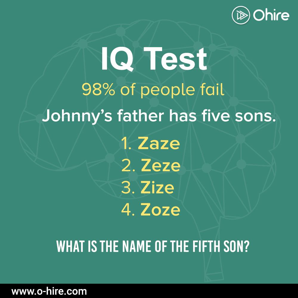OhireApp's tweet photo. It's time for an IQ test, 98% people fail, Let's see if you can name the 5th son?
#brainteaser #job #career #VideoResume #OhireApp https://t.co/3RdseQWs9k