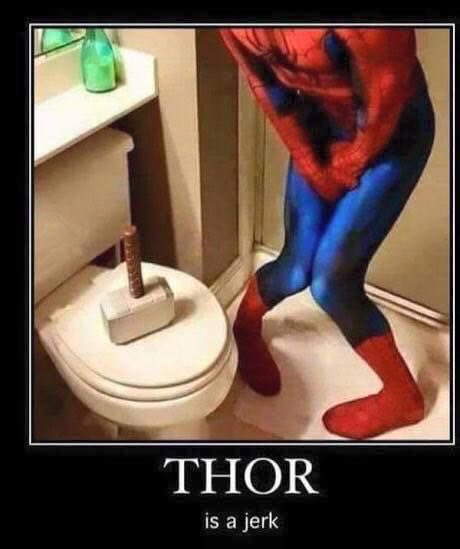 DarthFlaves's tweet photo. #DrunkSuperheroPranks
Thor left his hammer on top of the toilet seat...again. https://t.co/CelBPLx3Q5