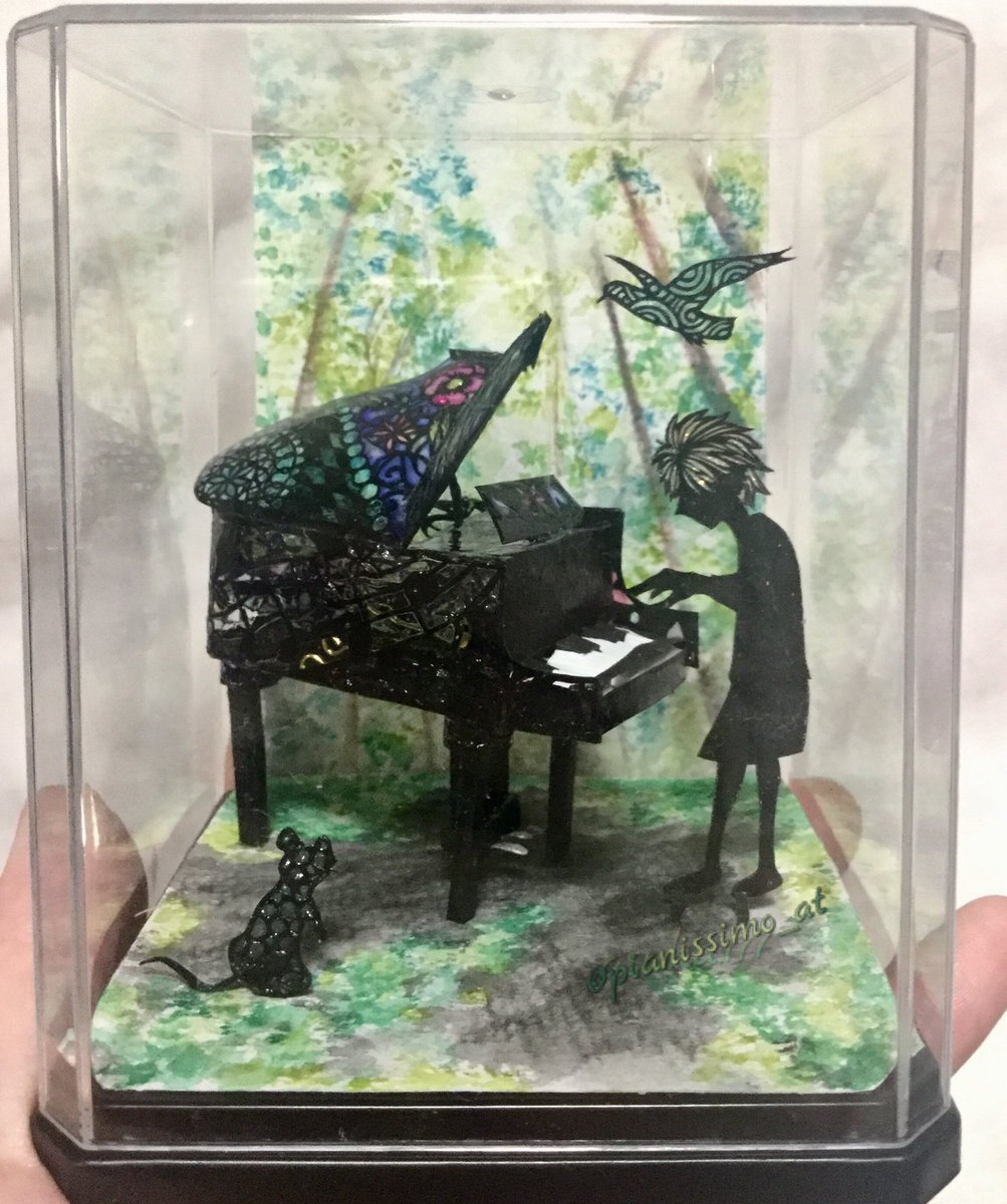亜朱夏 Pa Twitter ピアノの森立体切り絵 背景は水彩色鉛筆で描いたよ 切り絵 ピアノの森 水彩色鉛筆