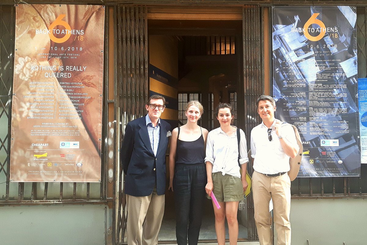 AlexanderWojda's tweet photo. Last day of international #art festival #BacktoAthens with more than 100 artists, including #LenaGoldsteiner (#Austria) + #YlenaKatkova (#Greece). Congratulations to #GeorgGeorgakopoulos @fkapiris @cheapartathens @SNForg @KaminisG https://t.co/uJOs1JZIZm https://t.co/G1EDuKVh96