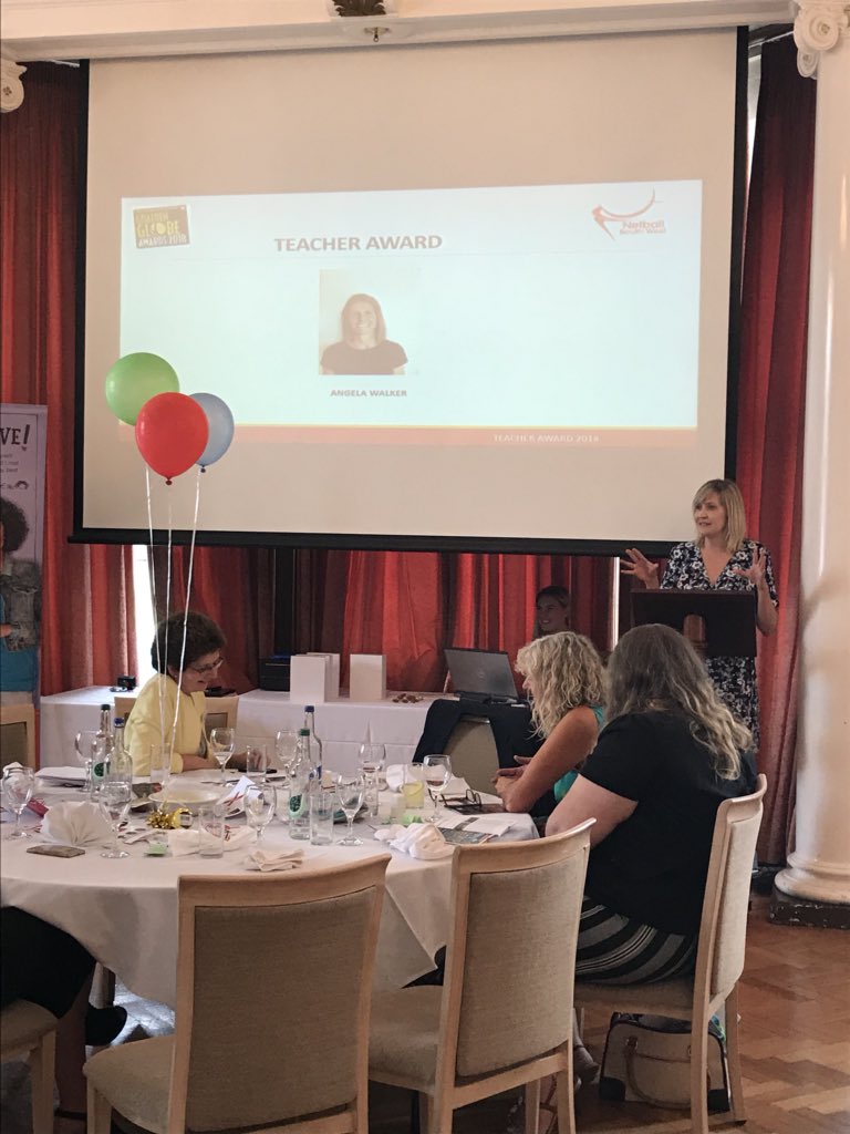 NetballSW's tweet photo. This year’s Teacher Award is presented to Angela Walker

Angela is passionate about making sure young netballers can access lots of opportunities - including ensuring they get involved with volunteering &amp; officiating!

#SWGG2018 https://t.co/KPhiQQobcj