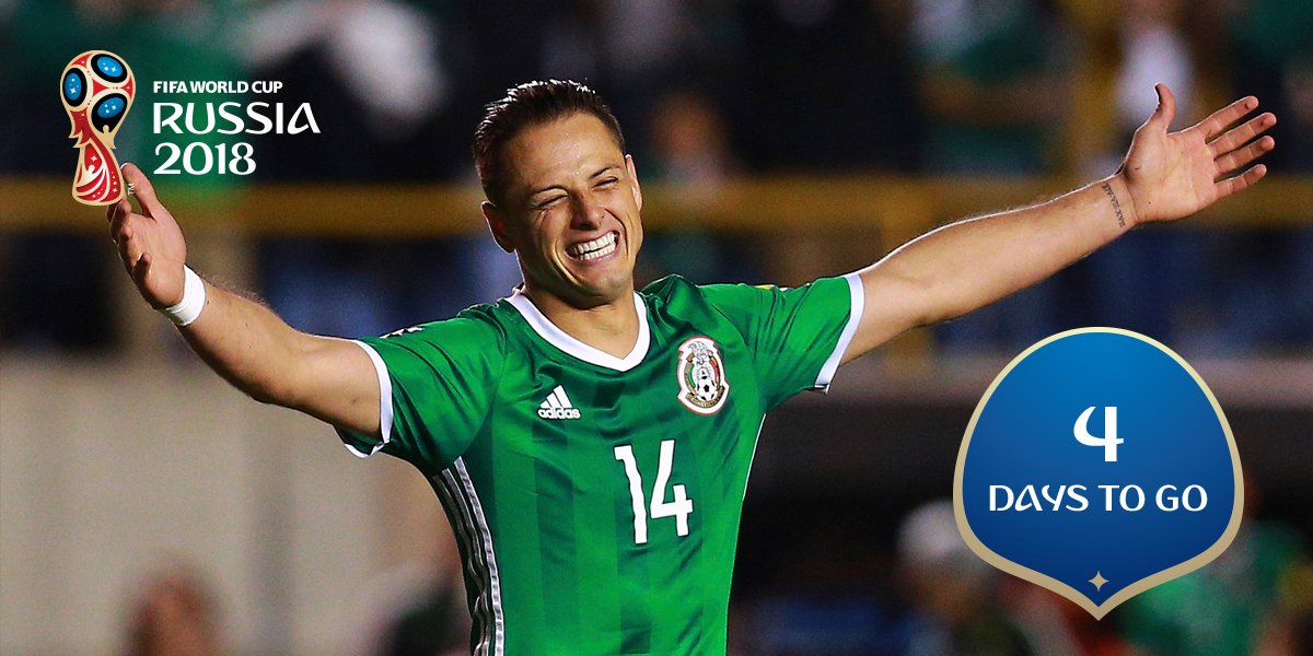 FIFAWorldCup's tweet photo. 💯 days, 💯 players | Javier Hernandez

@CH14_ is commonly known by his nickname, Chicharito, and is 🇲🇽 Mexico’s all-time leading goalscorer. The striker has represented “El Tri” at two FIFA #WorldCup tournaments (2010 and 2014), scoring three goals. https://t.co/topf6eqEHs
