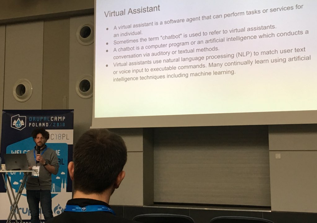 ChandeepKhosa's tweet photo. “Drupal & #Alexa - interact with #Drupal via voice commands” by @GambinoVin of @brightlemon #DC18PL #BrightLemon https://t.co/1vSvelQRsZ