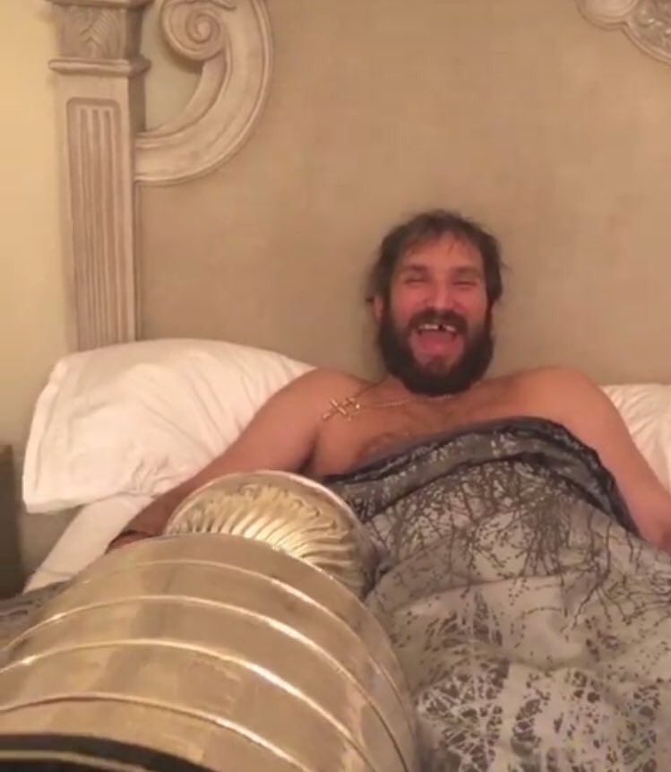 spittinchiclets's tweet photo. Ovi slept with the Cup last night, obviously https://t.co/6xq7I2hkbT