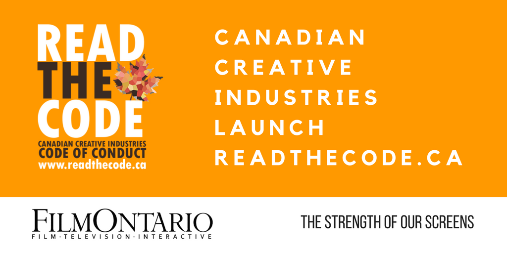 Film_Ontario's tweet image. Canadian Creative Industries launch ReadTheCode.ca, a dedicated website for industry Code of Conduct and other resources for Canada's creative community. Learn more at . #readthecode