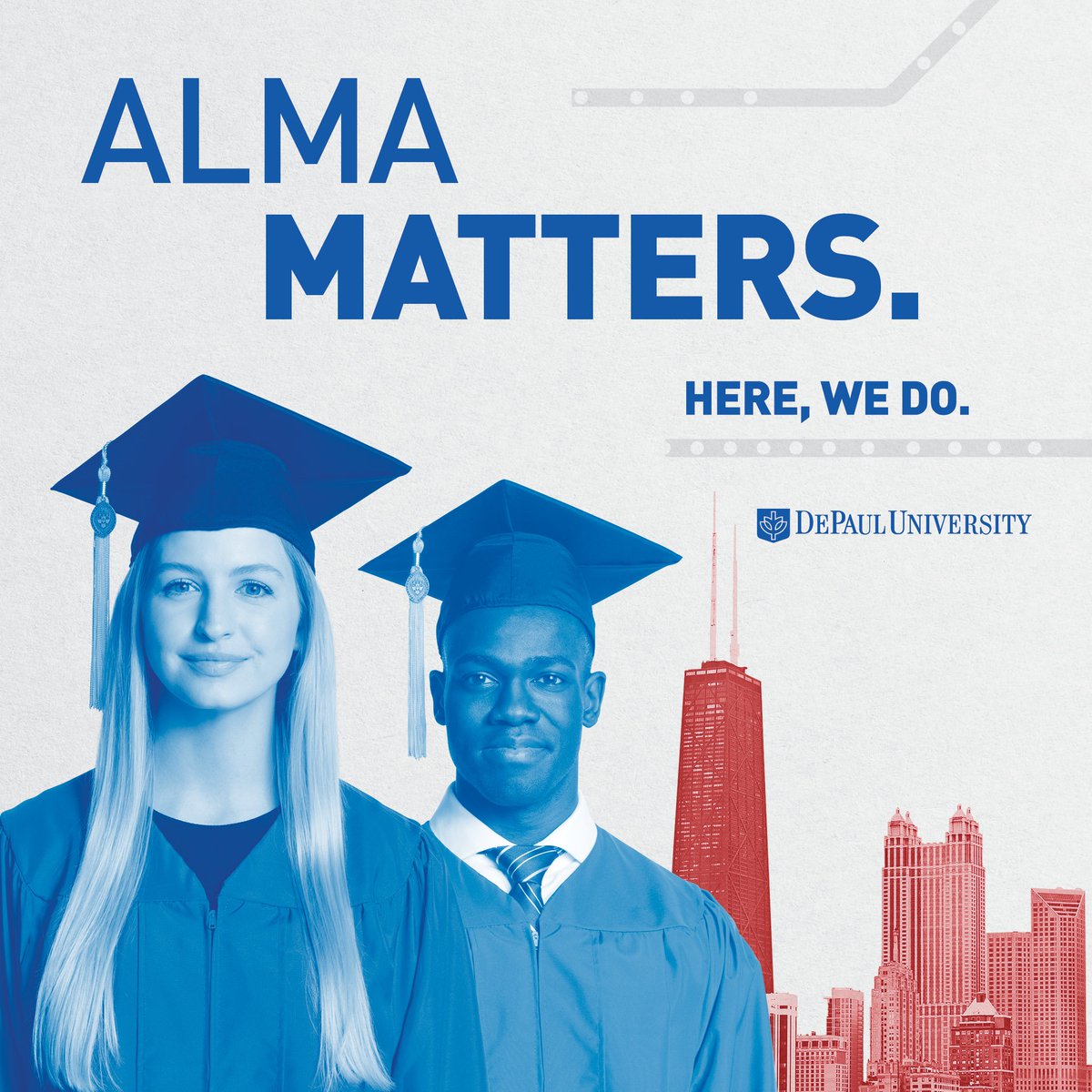 DePaulU's tweet photo. Congratulations and best wishes to the Class of 2018. This weekend, we celebrate the accomplishments of 6,700 innovators, thinkers and doers already making a difference in their workplaces, communities and world. We're proud of each and every one of you! #DePaulGrad2018 #HereWeDo https://t.co/AgxJpWC3v2