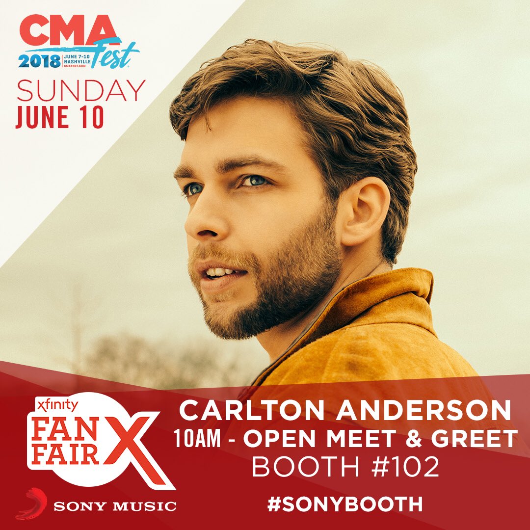 SonyNashville's tweet photo. LAST day for the #SonyBooth at #FanFairx ๐ข BUT we have meet & greets with @carltonanderson, @blackhawklive, @LevonTheMusic, @RachelWammack, @SethEnnis, @m10penny,
Exile & a TON of amazing last day prizes! Come on out ๐๐ป #CMAfest
@BACSarahCannon https://t.co/Hsc9zHTCFC