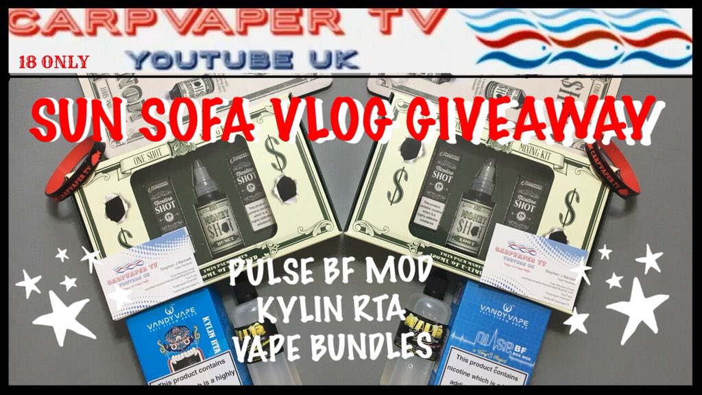 CountryvanlifeX's tweet photo. TONIGHT At 7pm Sofa Vlog Subscribers Giveaway on @CarpvaperTv Youtube Inc @VANDYVAPE @AlchemistsC #vapeon #vapesafe #Subscribe #Carpvapertv #pulsebfmod #kylinrta #vapemat #cvtvvapeband #250mlsejuice. #goodluck https://t.co/sp9wPguaQ9