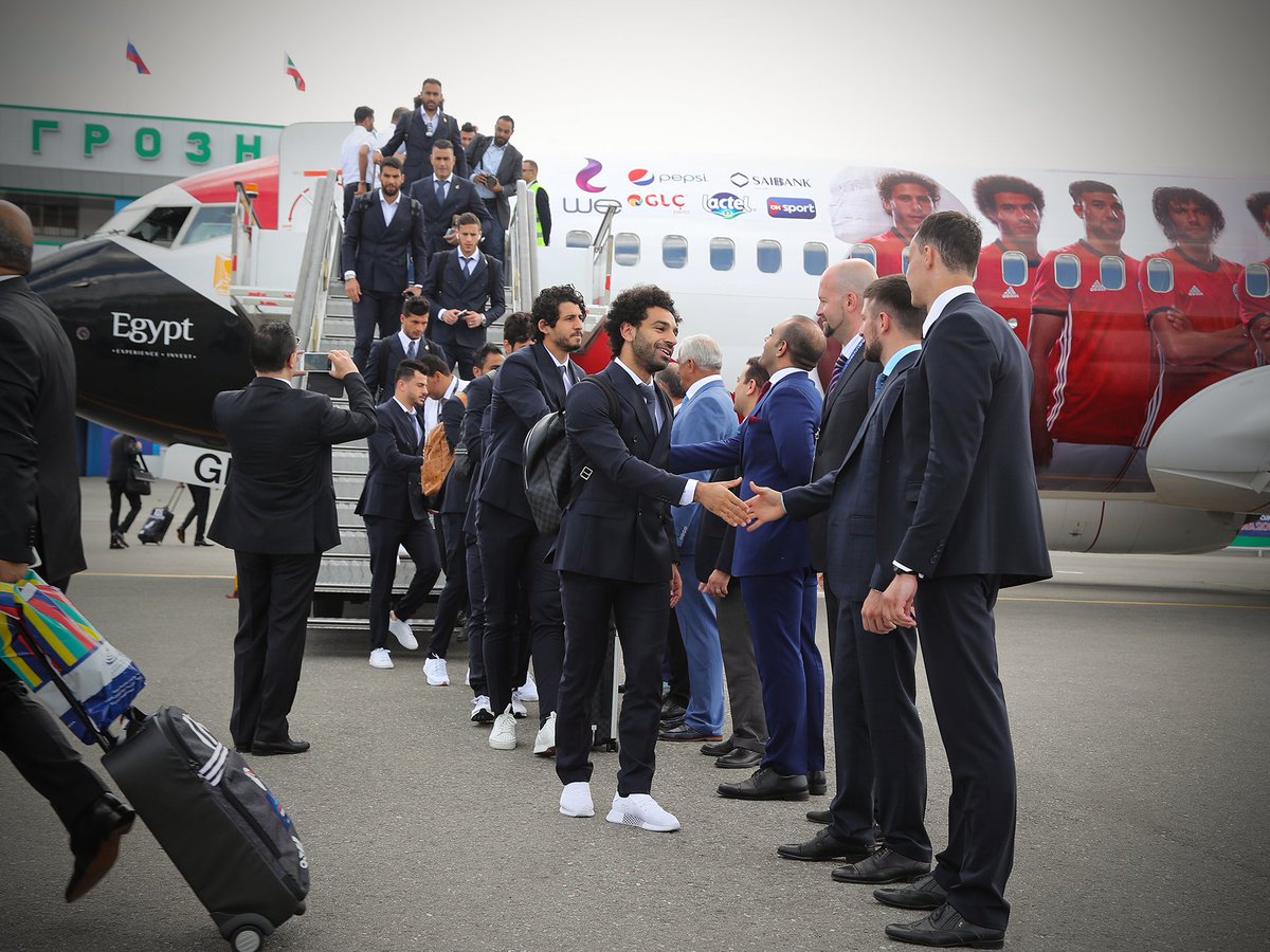brfootball's tweet photo. The Egyptian King touches down in Russia 🇪🇬👑 https://t.co/eygLzV8OJO