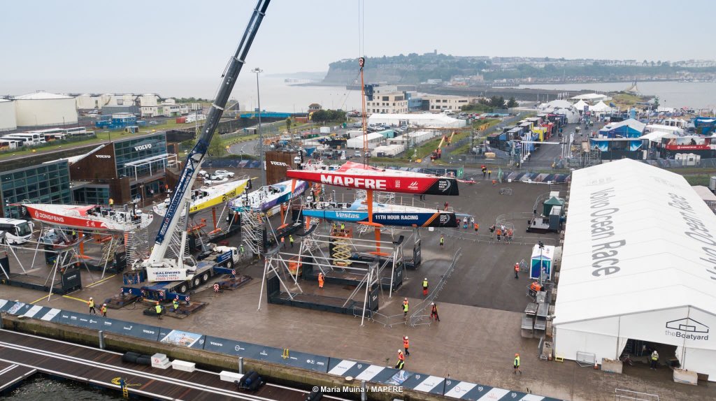 VisitCardiff's tweet photo. Farewell @desafioMAPFRE - here's a boatyard flashback! we're sure going to miss having you here in #Cardiff. Wishing the very best of luck for #Leg10 πβ΅οΈ #CardiffStopOver #VolvoOcenRace https://t.co/YwC20MJhCm