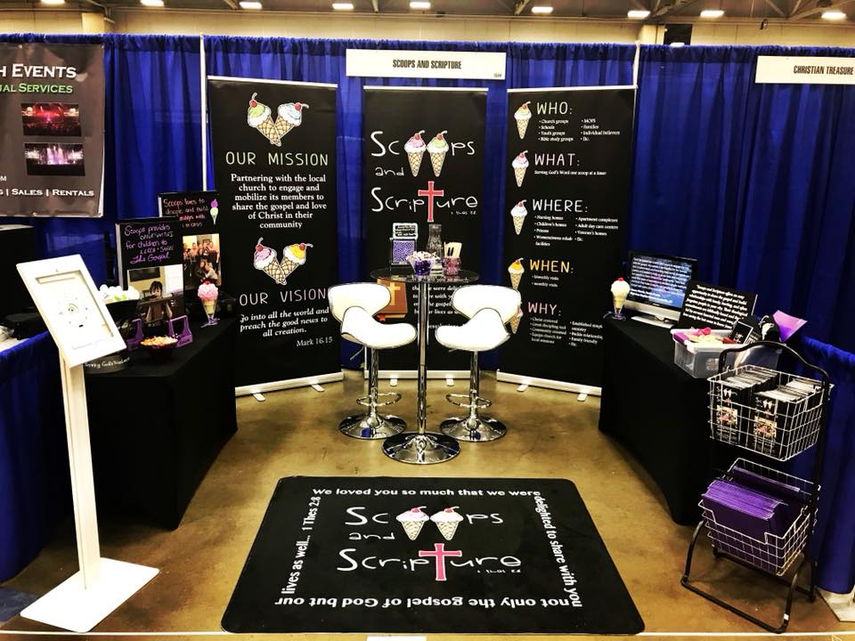 tbeougher's tweet photo. In Dallas for #SBC18 #SBCAM18?  Stop by the Scoops and Scripture booth (located near Lifeway Bookstore).  This outreach brings God's Word into strategic places.  Plus you will get to meet my daughter, the lovely @karisarountree, who works for this ministry. #scoopsandscripture https://t.co/kXeu1F93jW