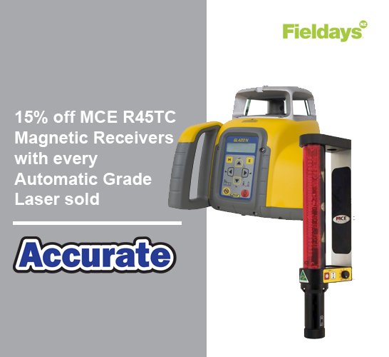 We had a joke about construction.. but we’re still working on it*

Head down to <a href="/FieldaysNZ/">Fieldays</a> &amp; check out our range of specials &amp; promotions - this MCE Magnetic Laser Receiver one is not to be missed.

*Badly delivered jokes by Accurate team members at site M4 likely to be included