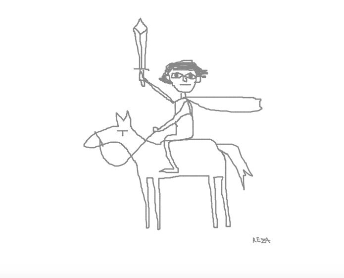 UmamiReza1's tweet photo. Drew myself as a hero on a horse. With a sword. #genius #contemporaryart @YouiDraw https://t.co/xmy6oJ7OPf