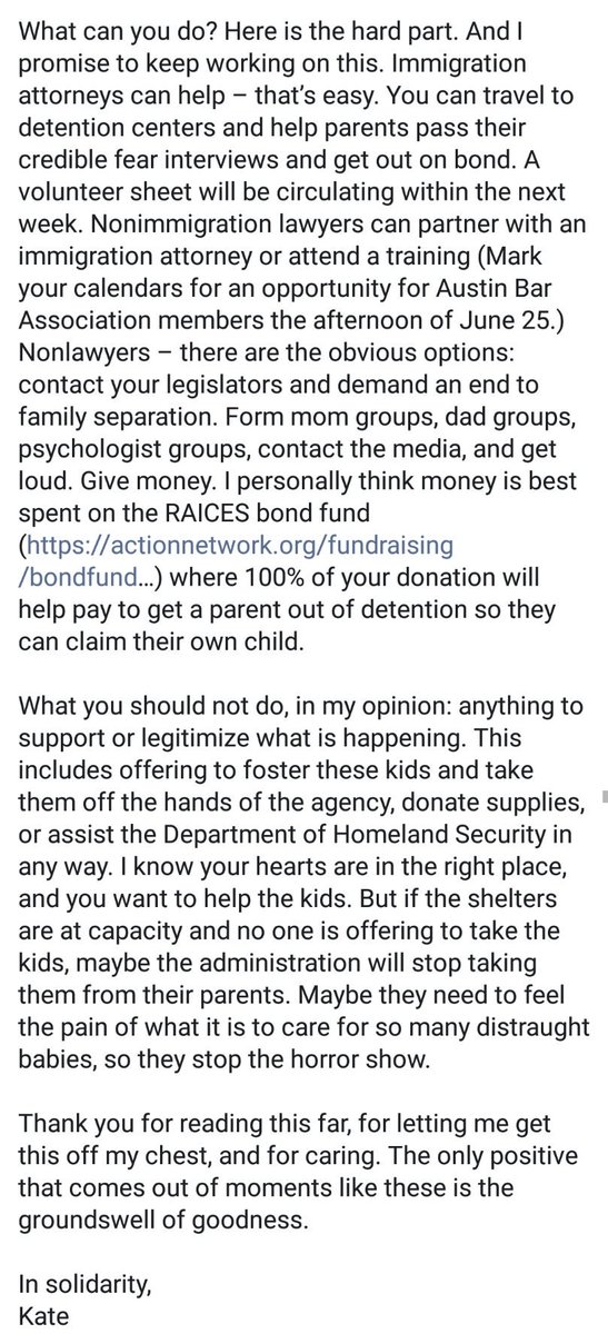 "My son clung to me and said he didnt want to leave me. The official grabbed him out of my arms and took him away and I just stayed there crying and crying.

Me. Have you talked to him? Do you know how he is doing?

Her: No

He is five.This was weeks ago"

m.facebook.com/story.php?stor…