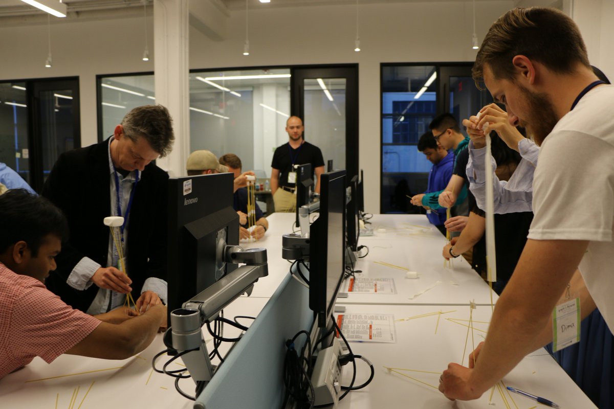 SchleiTheresa's tweet photo. Exciting marshmallow challenge last night at #GreenFuturesHackathon at the @CapgeminiNA #ASE! Hackers submit their solutions in less than an hour - good luck! #LifeAtCapgemini @adp_env https://t.co/wPkpZOqd8x