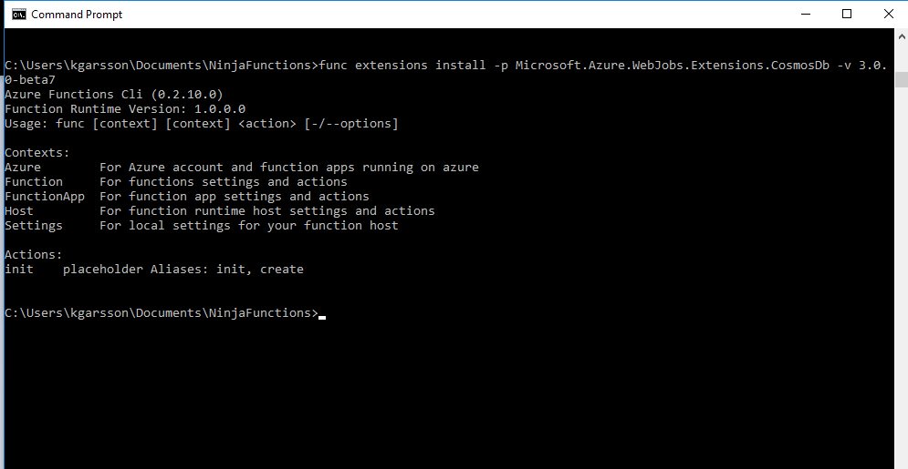 PrimalForcesFL's tweet photo. @julielerman There's an issue with a powershell command in your MSDN article. No matter how I install the libraries, I keep getting the below error for the WebJobs.Extensions for CosmosDB. The second image has the libraries I am using. https://t.co/pGg8JwRCdD