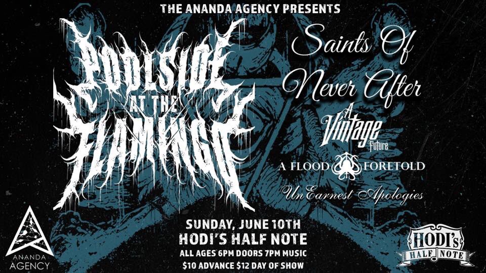 Tonight is the night, get down to Hodi's Half Note for an awesome night of Colorado music.

Poolside At The Flamingo
<a href="/_SONA_official/">𝚂𝚊𝚒𝚗𝚝𝚜 𝙾𝚏 𝙽𝚎𝚟𝚎𝚛 𝙰𝚏𝚝𝚎𝚛</a> 
A Vintage Future
A Flood Foretold
UnEarnest Apologies

All ages show
6pm doors / 7pm show

Let’s get weird.

RSVP - facebook.com/events/2293947…